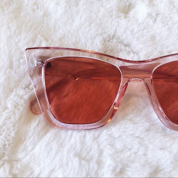 Kiara Clear Pink Full Rim Cat Eye Sunglasses - Picture 2 of 9